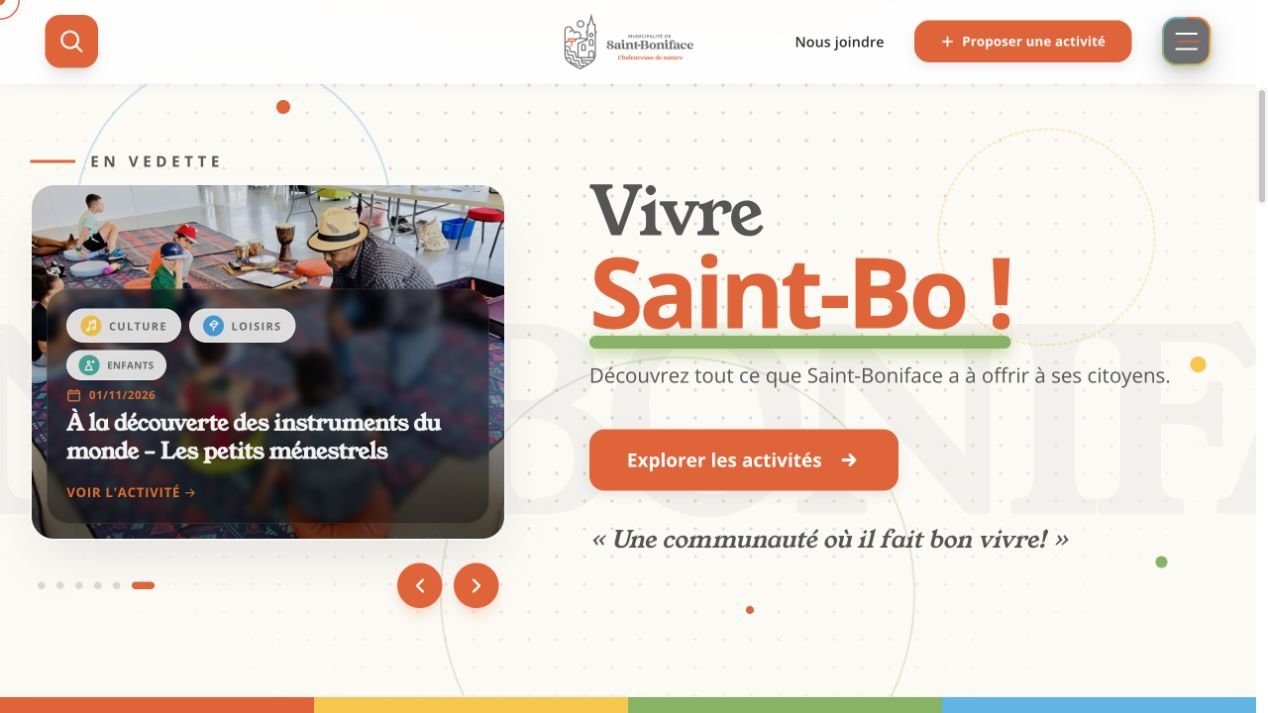 Accueil de Vivre Saint-Bo, plateforme des activités et loisirs municipaux.
